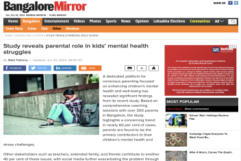 Parental Role Critical in Children mental health and stress